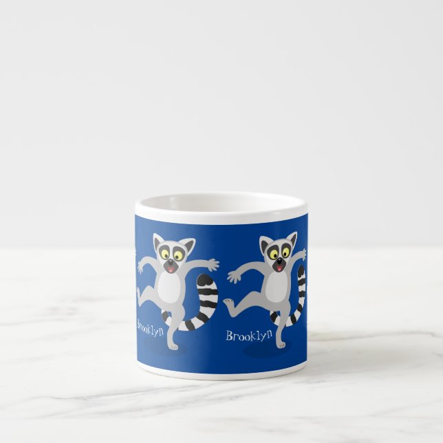 Niedlicher Ring Schwanz lemur Tanz Cartoon Abbildu Espressotasse (Vorderseite)
