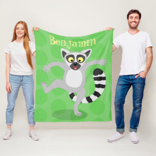 Niedlicher Ring Schwanz lemur Tanz Cartoon Abbildu Fleecedecke