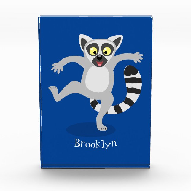 Niedlicher Ring Schwanz lemur Tanz Cartoon Abbildu Fotoblock (Vorderseite)