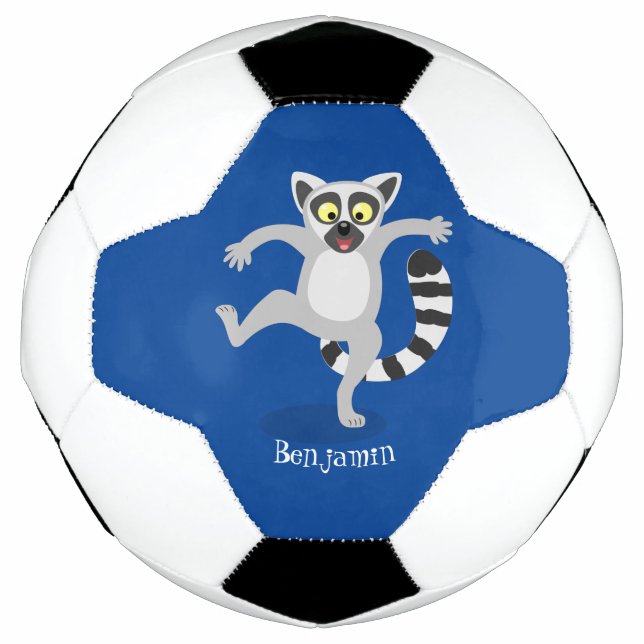 Niedlicher Ring Schwanz lemur Tanz Cartoon Abbildu Fußball (Vorderseite)