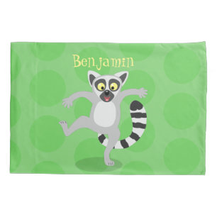 Niedlicher Ring Schwanz lemur Tanz Cartoon Abbildu Kissenbezug