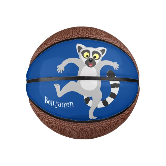Niedlicher Ring Schwanz lemur Tanz Cartoon Abbildu Mini Basketball (Vorderseite)