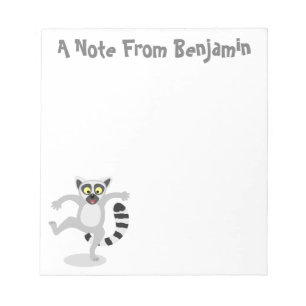 Niedlicher Ring Schwanz lemur Tanz Cartoon Abbildu Notizblock