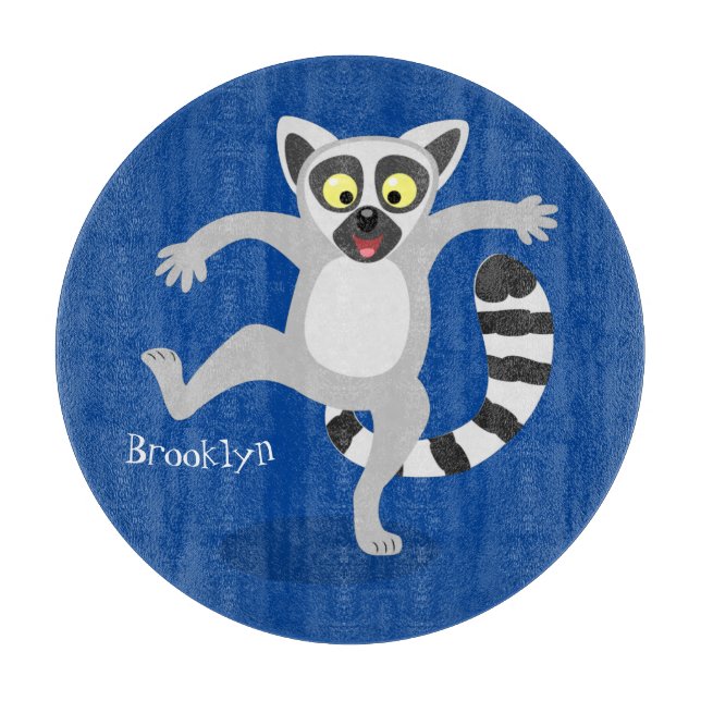 Niedlicher Ring Schwanz lemur Tanz Cartoon Abbildu Schneidebrett (Vorderseite)