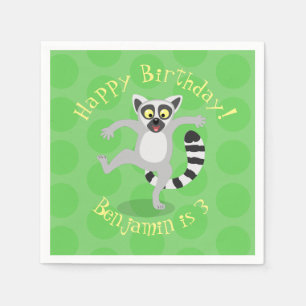 Niedlicher Ring Schwanz lemur Tanz Cartoon Abbildu Serviette