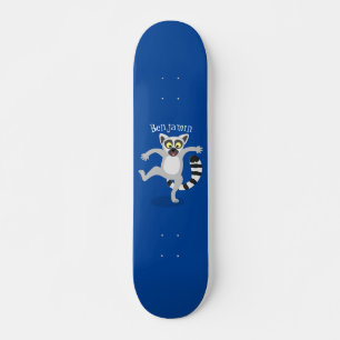 Niedlicher Ring Schwanz lemur Tanz Cartoon Abbildu Skateboard