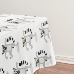 Niedlicher Ring Schwanz lemur Tanz Cartoon Abbildu Tischdecke