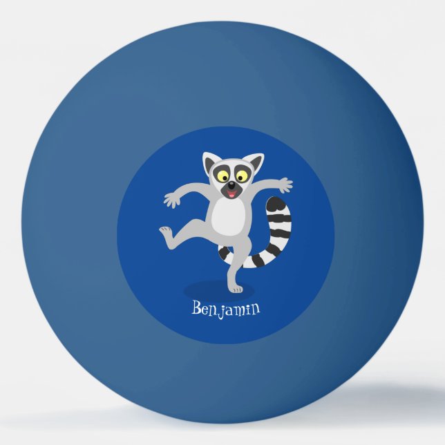 Niedlicher Ring Schwanz lemur Tanz Cartoon Abbildu Tischtennisball (Vorderseite)
