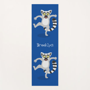 Niedlicher Ring Schwanz lemur Tanz Cartoon Abbildu Yogamatte