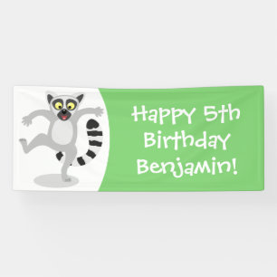 Niedlicher Ring Schwanz Lemur Tanz Cartoon Illustr Banner