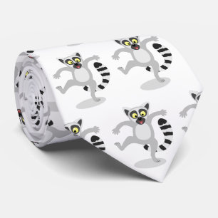 Niedlicher Ring Schwanz Lemur Tanz Cartoon Illustr Krawatte