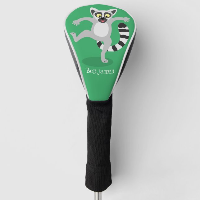 Niedlicher Ring Schwanz lemur Tanz Cartoon persona Golf Headcover (Vorderseite)