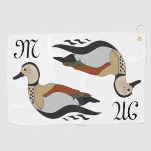 Niedlicher Ringelduck Aquamarines Duckbad Golfhandtuch