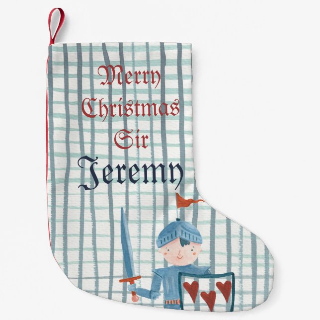 Niedlicher Ritter-personalisierter Kleiner Weihnachtsstrumpf (Vorderseite)