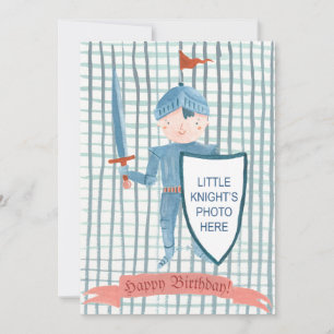 Niedlicher Ritter personalisiertes Foto Geburtstag Feiertagskarte