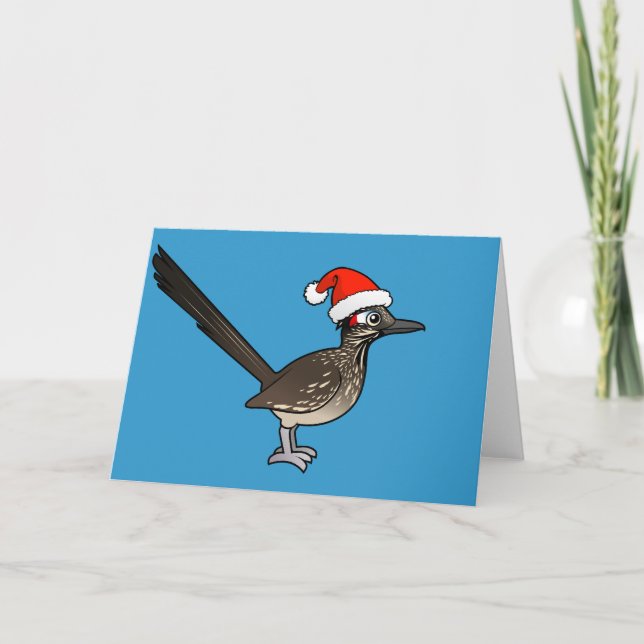 Niedlicher Roadrunner Weihnachtsmann Feiertagskarte (Vorderseite)