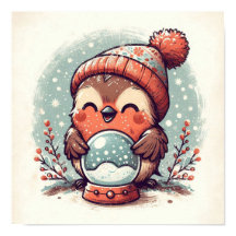 Niedlicher Robin mit Snowglobe Kinder im Zimmer Ku