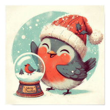 Niedlicher Robin mit Snowglobe Kinder im Zimmer Ku