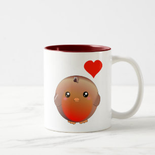 Niedlicher Robin-Vogel Zweifarbige Tasse