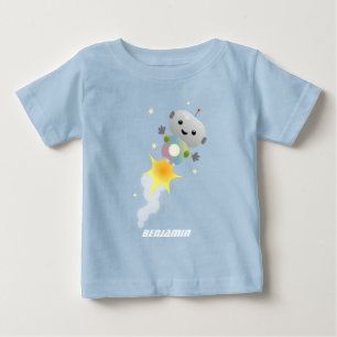 Niedlicher Roboter, der im Weltraum Cartoon fliegt Baby T-shirt