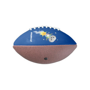 Niedlicher Roboter, der im Weltraum Cartoon fliegt Football