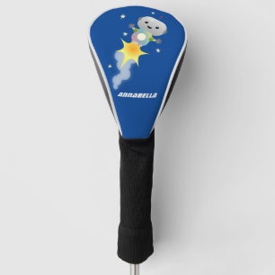 Niedlicher Roboter, der im Weltraum Cartoon fliegt Golf Headcover
