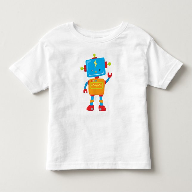 Niedlicher Roboter, farbenfroher Roboter, Funny Ro Kleinkind T-shirt (Vorderseite)