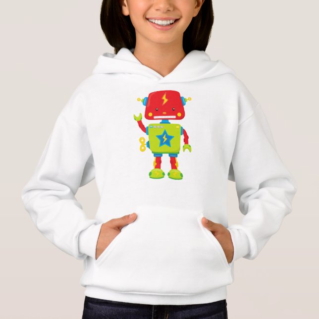 Niedlicher Roboter, Funny Robot, farbenfroher Robo Hoodie (Vorderseite)