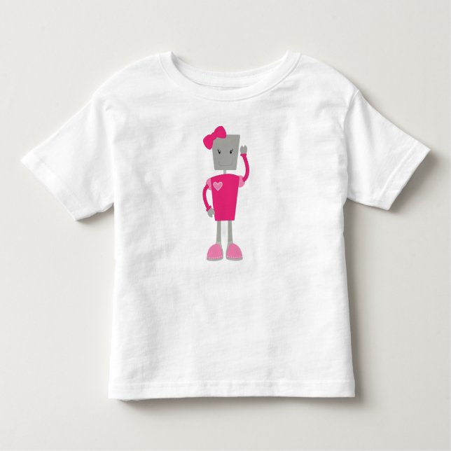 Niedlicher Roboter, Funny Robot, Girl Robot, Pink  Kleinkind T-shirt (Vorderseite)