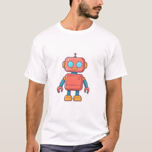 Niedlicher Roboter Im Retro-Stickerdesign T-Shirt