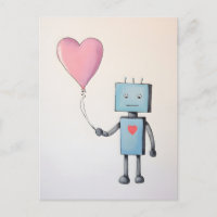 Niedlicher Roboter mit Herzballon-Poster