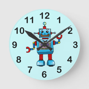 Niedlicher Roboter Runde Wanduhr