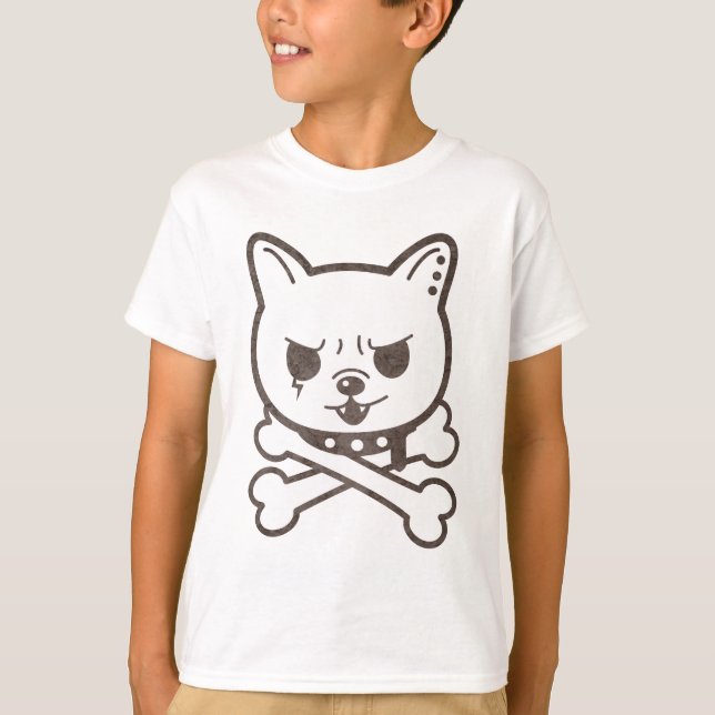 Niedlicher Rocker-Welpen-Schädel T-Shirt (Vorderseite)