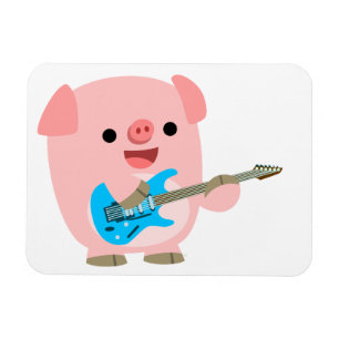 Niedlicher Rockin-Cartoon Pig Flexible Magnet