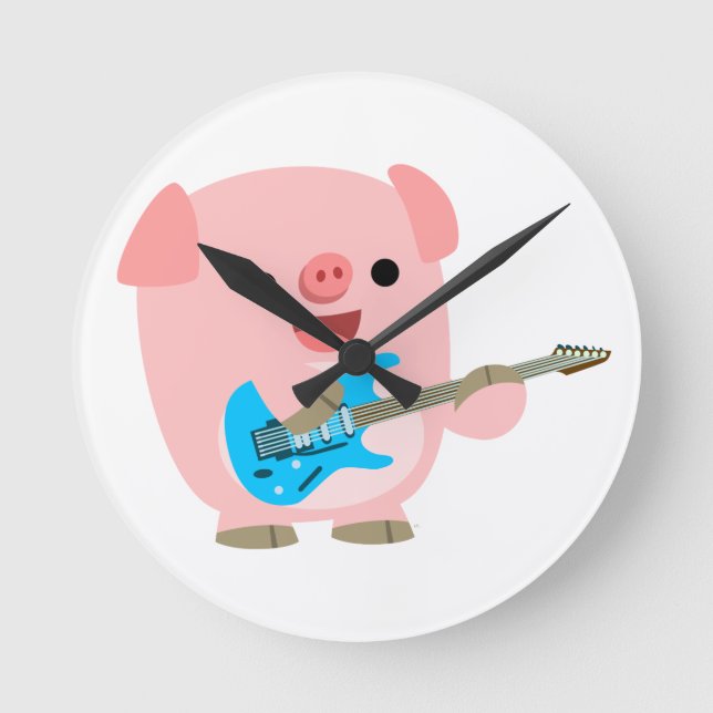 Niedlicher Rockin-Cartoon-Ping-Wall-Uhr Runde Wanduhr (Vorderseite)