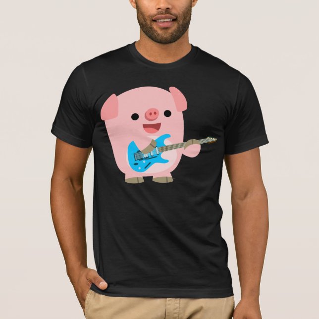 Niedlicher Rockin Cartoon-Schwein-T - Shirt (Vorderseite)