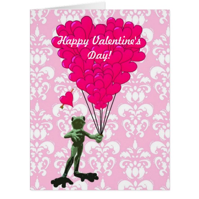 Niedlicher romantischer Frosch-Valentinstag (Vorderseite)