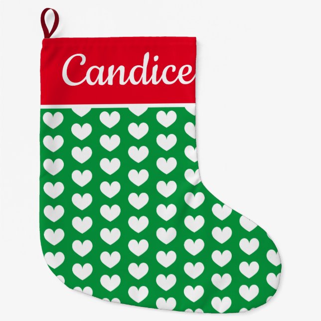 Niedlicher romantischer individuelle Name Großer Weihnachtsstrumpf (Vorderseite)