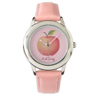 Niedlicher rosa Apfel Armbanduhr