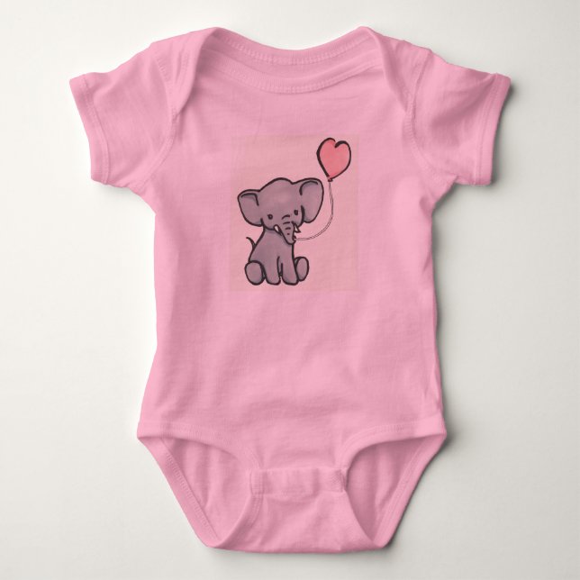 Niedlicher rosa Baby-Elefant-Spielanzug Baby Strampler (Vorderseite)