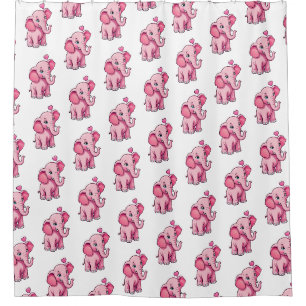Niedlicher rosa Babyelefon mit Liebe Duschvorhang