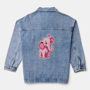 Niedlicher rosa Babyelefon mit Liebe Jeansjacke
