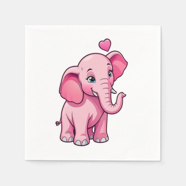 Niedlicher rosa Babyelefon mit Liebe Serviette (Vorderseite)