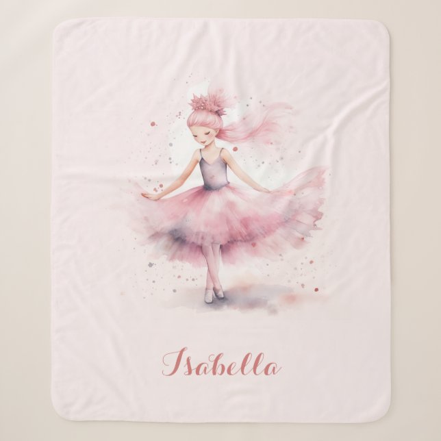 Niedlicher Rosa Ballerina-Name Sherpadecke (Vorderseite)