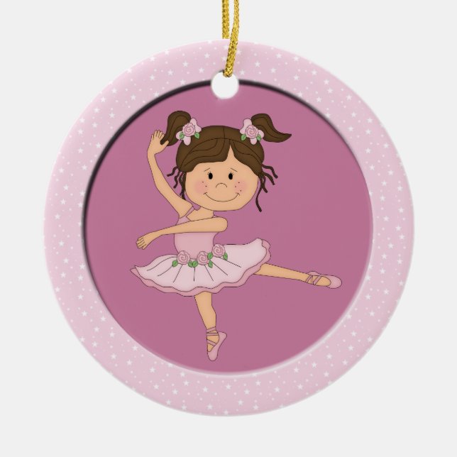 Niedlicher rosa Ballett-Stern der Ballerina-1 Keramik Ornament (Vorne)