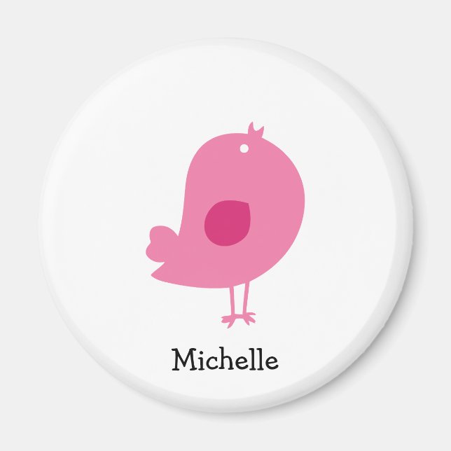 Niedlicher Rosa-Bird-Illustration Personalisierter Magnet (Vorne)