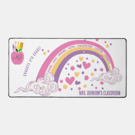 Niedlicher rosa Boho Inspiration Rainbow Teacher G Schreibtischunterlage