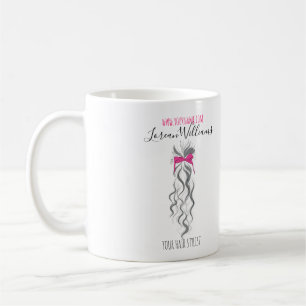 Niedlicher rosa Bow Graue und weiße Braiderhaare Kaffeetasse