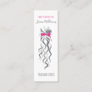 Niedlicher rosa Bow Graue und weiße Braiderhaare Mini Visitenkarte