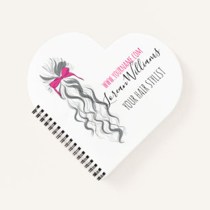 Niedlicher rosa Bow Graue und weiße Braiderhaare Notizbuch